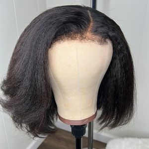 Kinky straight 4c edge bob wig